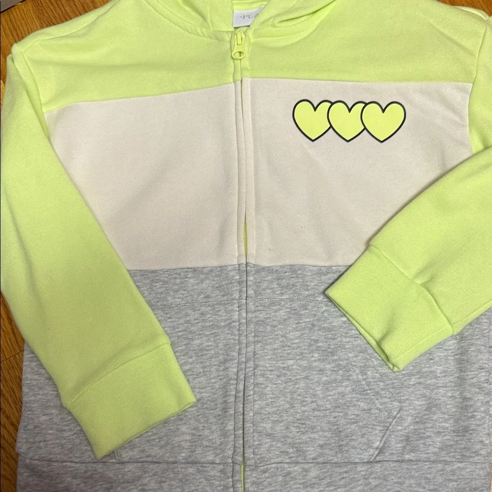 The Children's Place Lime and Gray Heart Jogger Set